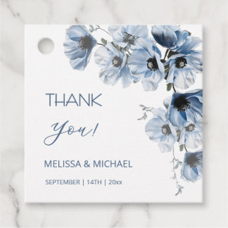 Blaue Blumen Hochzeit Danke Geschenkanhänger