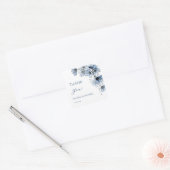 Blaue Blumen Hochzeit Danke Quadratischer Aufkleber (Umschlag)