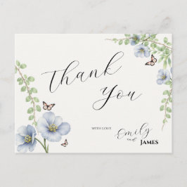 Blaue Blumen-Hochzeit-Dankeschön-Postkarte Postkarte
