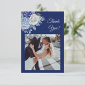 Blaue Blumen - Hochzeit- Dankeskarte (Stehend Vorderseite)