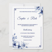 Blaue Blumen Hochzeit Einladung (Vorderseite)