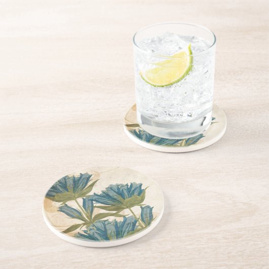 Blaue Blumen Hochzeit Getränkeuntersetzer (Seite)