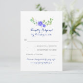 Blaue Blumen Hochzeit RSVP-Karten RSVP Karte (Stehend Vorderseite)