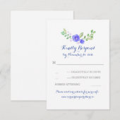 Blaue Blumen Hochzeit RSVP-Karten RSVP Karte (Vorne/Hinten)