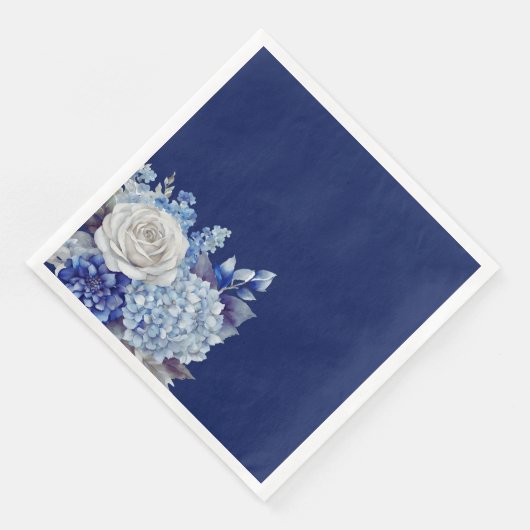 Blaue Blumen - Hochzeit- Serviette (Ecke)