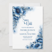 Blaue Blumen Hochzeit Termin vormerken Save The Date (Vorderseite)