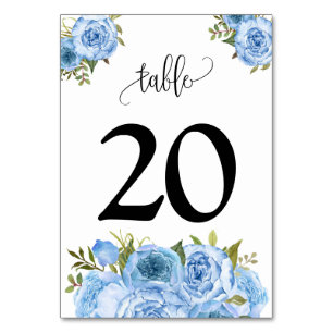 Blaue Blumen Hochzeit Tischnummer