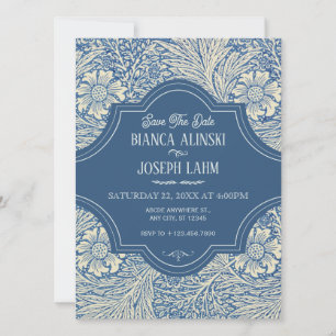 BLAUE BLUMEN HOCHZEIT VINTAGE  SAVE THE DATE