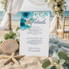 Blaue Blumen Hochzeitsdetails Karte