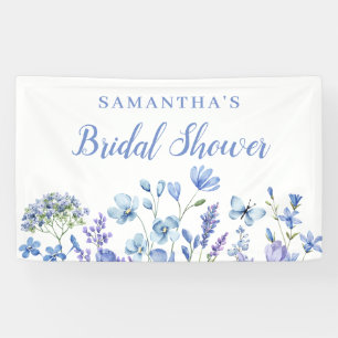 Blaue Blumen-Hochzeitsdusche-Banner Banner