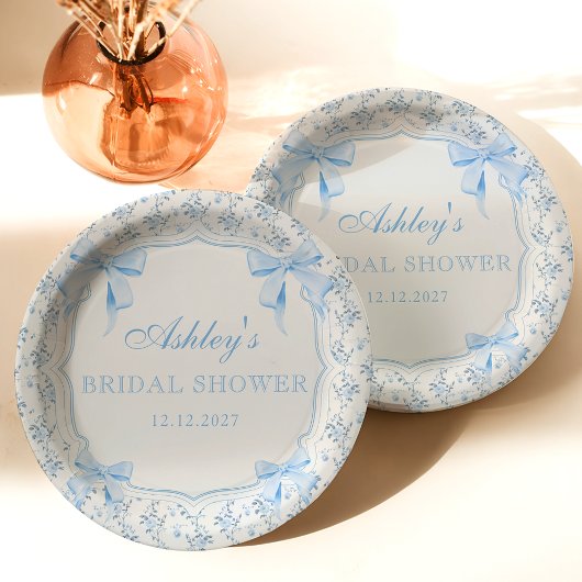 Blaue Blumen-Hochzeitsdusche Pappteller