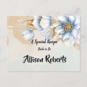 Blaue Blumen Hochzeitsdusche Rezept im Vintage Sti Postkarte