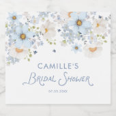Blaue Blumen Hochzeitsdusche Schaumweinetikett (Einzelnes Label)