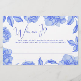 Blaue Blumen Hochzeitsdusche Wer bin ich Spiel Briefpapier