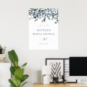 Blaue Blumen Hochzeitsdusche Willkommensschild Poster (Heimbüro)
