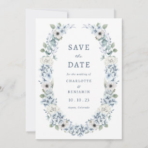 Blaue Blumen Hochzeitseinladung zur Vorankündigung Save The Date