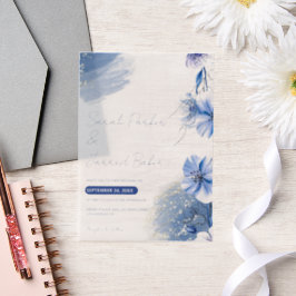 Blaue Blumen Hochzeitsfeiern Pergament Einladungen