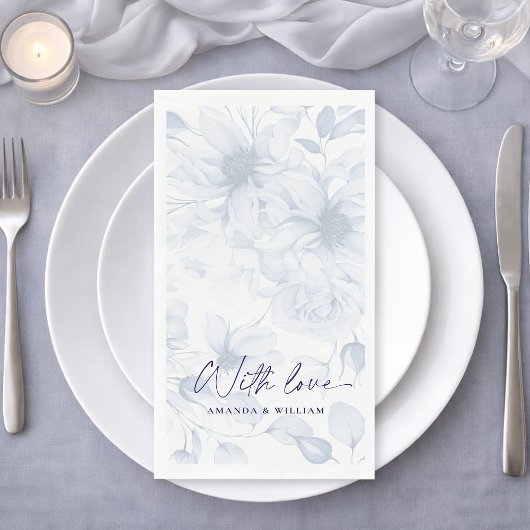Blaue Blumen-Hochzeitsgasttücher – Mit Liebe Serviette
