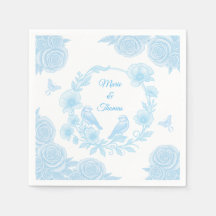 Blaue Blumen-Hochzeitsserviette 💙 Personalisierte