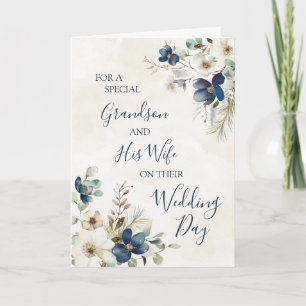 Blaue Blumen Hochzeitstag Enkel und Ehefrau Karte
