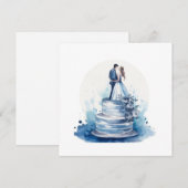Blaue Blumen Hochzeitstorte Speichern Save The Date (Vorne/Hinten)