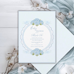 Blaue Blumen-Hortensien Elegante Babyparty  Einladung