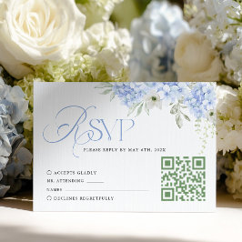 Blaue Blumen-Hortensien-Hochzeits-RSVP-Karte RSVP Karte