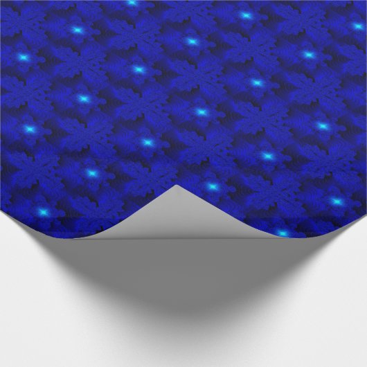 Blaue Blumen in 3D , Artdeco Geschenkpapier (Ecke)
