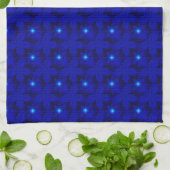 Blaue Blumen in 3D , Artdeco Geschirrtuch (Gefaltet)