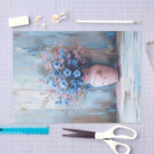 Blaue Blumen in einem rosa Vase Shabby Decoupage Seidenpapier (Handwerk)