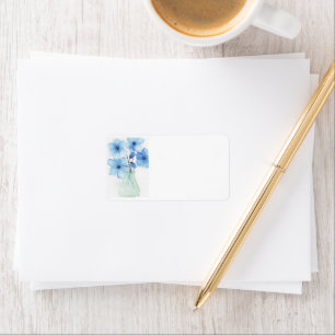 Blaue Blumen in einer Vase-Mitteilungskarten Adressaufkleber