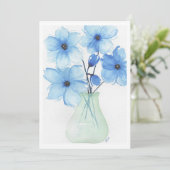 Blaue Blumen in einer Vase-Mitteilungskarten Dankeskarte (Stehend Vorderseite)
