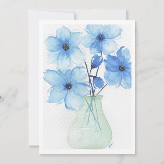 Blaue Blumen in einer Vase-Mitteilungskarten Einladung (Vorderseite)