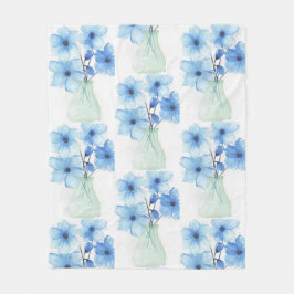 Blaue Blumen in einer Vase-Mitteilungskarten Fleecedecke
