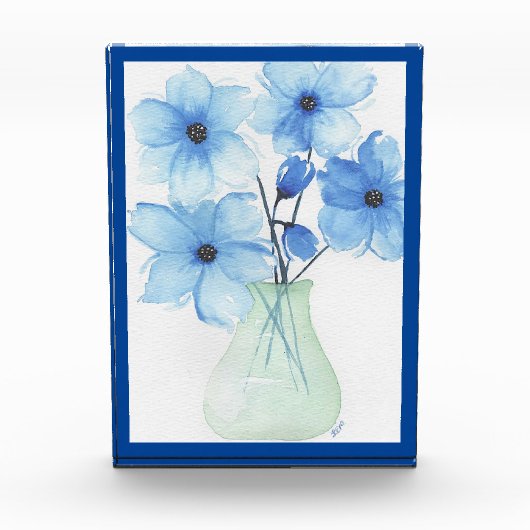 Blaue Blumen in einer Vase-Mitteilungskarten Fotoblock (Vorderseite)