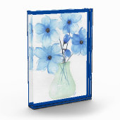 Blaue Blumen in einer Vase-Mitteilungskarten Fotoblock (Links)
