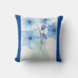 Blaue Blumen in einer Vase-Mitteilungskarten Kissen