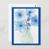 Blaue Blumen in einer Vase-Mitteilungskarten Postkarte (Vorne/Hinten)