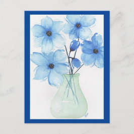 Blaue Blumen in einer Vase-Mitteilungskarten Postkarte