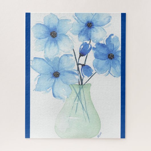 Blaue Blumen in einer Vase-Mitteilungskarten Puzzle (Vertikal)