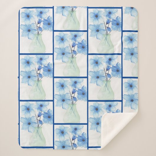Blaue Blumen in einer Vase-Mitteilungskarten Sherpadecke (Vorderseite)