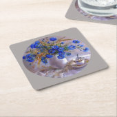 Blaue Blumen in einer Vase Rechteckiger Pappuntersetzer (angewinkelt)