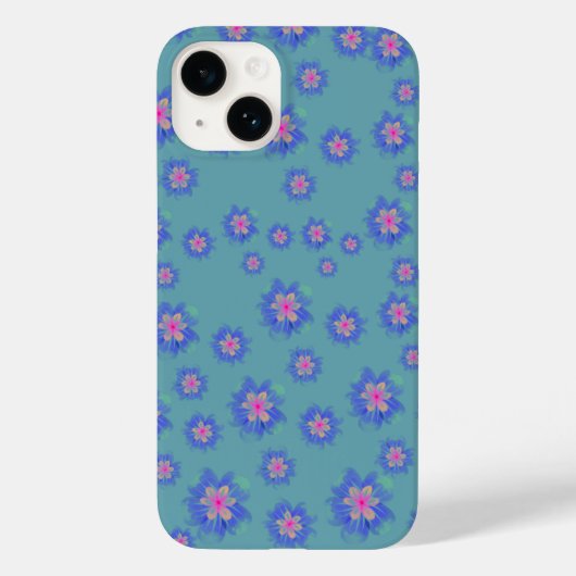 blaue Blumen iPhone 14 Hülle (Rückseite)