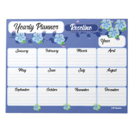 Blaue Blumen Jahresplaner Notepad Notizblock