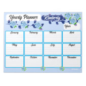 Blaue Blumen Jahresplaner Notepad Notizblock (Vorderseite)