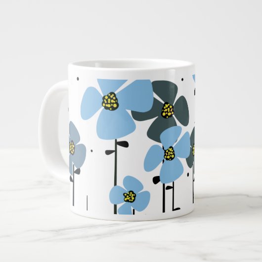Blaue Blumen Jumbo-Tasse (Vorderseite Links)