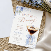 Blaue Blumen Kaffee Brautparty Einladung