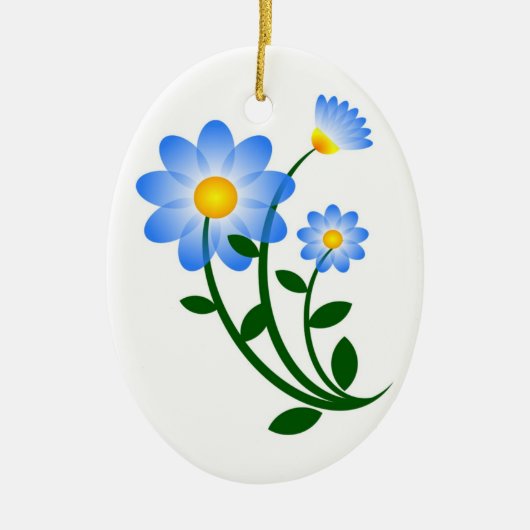 BLAUE BLUMEN KERAMIK ORNAMENT (Vorne)