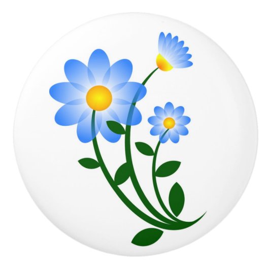 BLAUE BLUMEN KERAMIKKNAUF (Vorderseite)