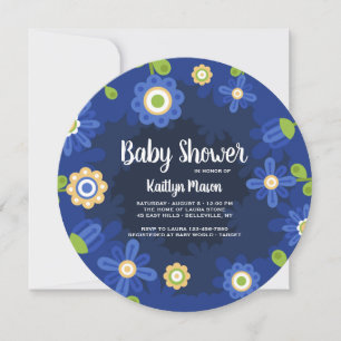 Blaue Blumen-Kinderparty-Einladung Einladung